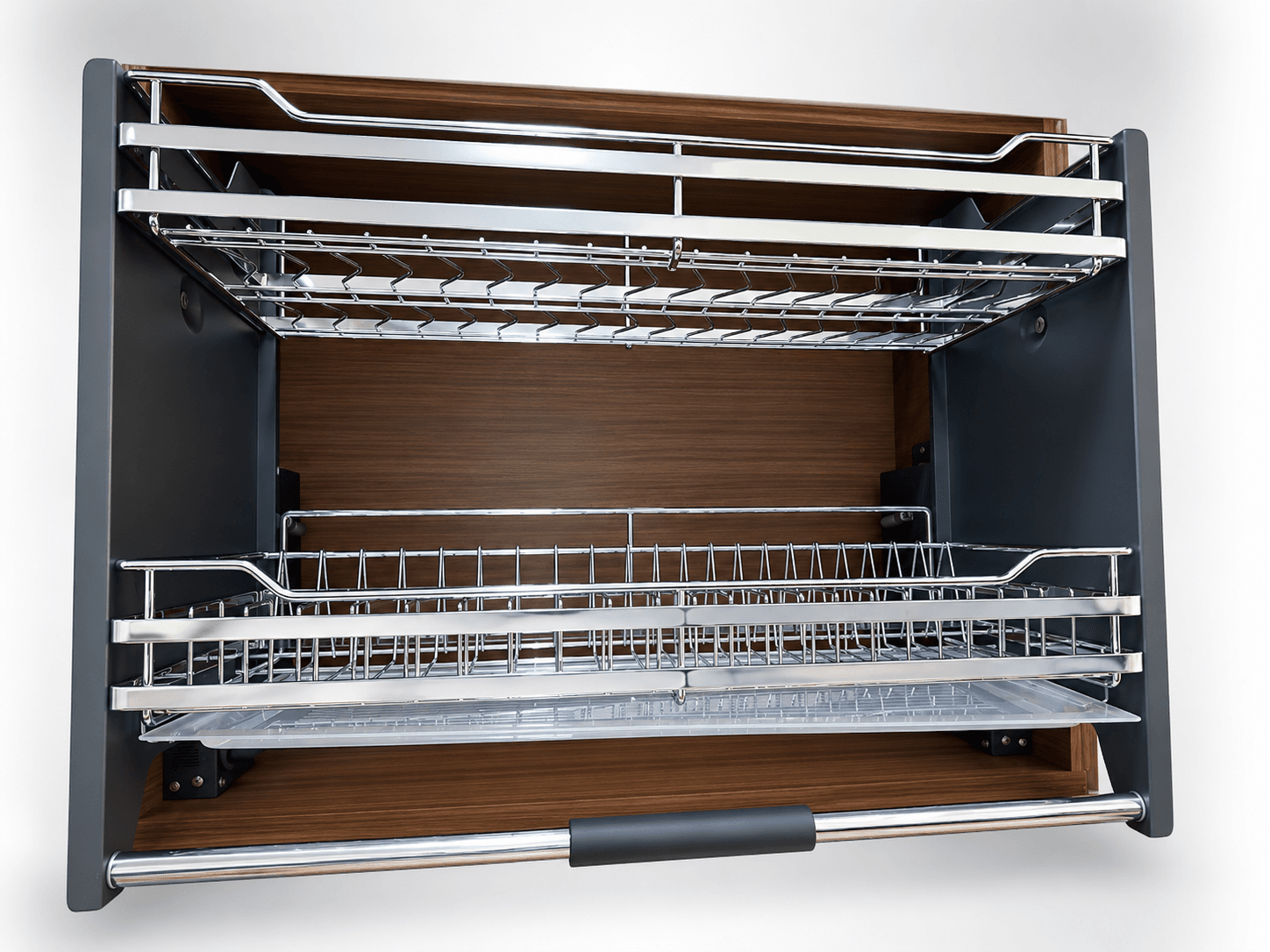 Etagére escamotable pour vaisselle et rangement de cuisine gris 70cm 66.4*29*53 806573
