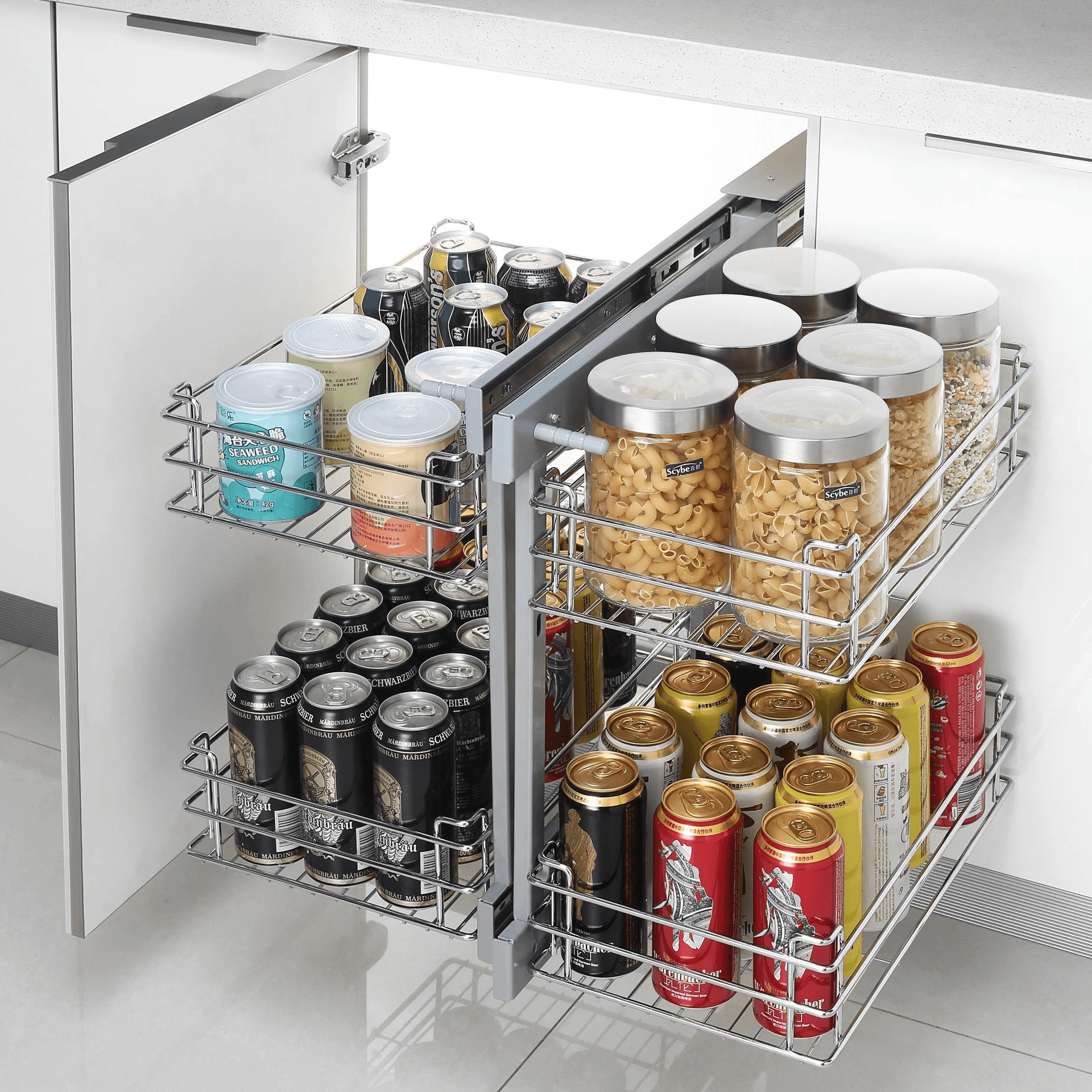Rangement cuisine coin magique chrome magic corner  80cm 65x48x56 806983