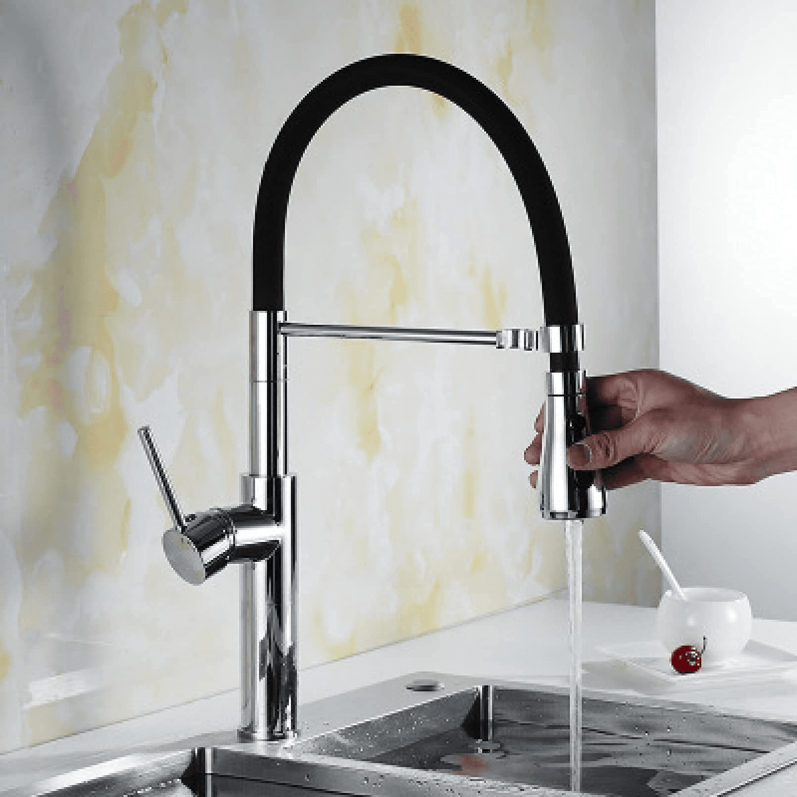 Mitigeur de cuisine flexible caoutchou chrome ZUCCHETTI nf