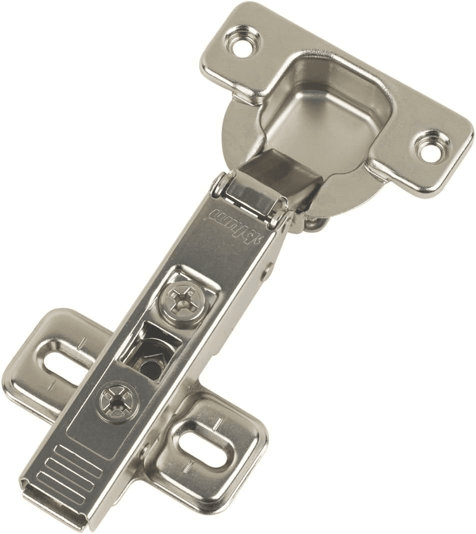 Charnière 3D coude chrome BLUM clip top blumotion stand. 110° nickele 71b3550 avec embase  (0003)
